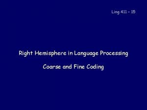 Ling 411 15 Right Hemisphere in Language Processing