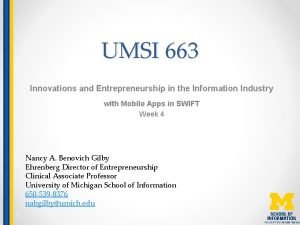 UMSI 663 Innovations and Entrepreneurship in the Information