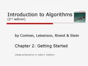 Introduction to Algorithms 2 nd edition by Cormen
