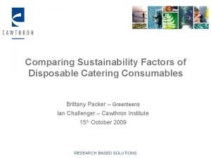 Comparing Sustainability Factors of Disposable Catering Consumables Brittany