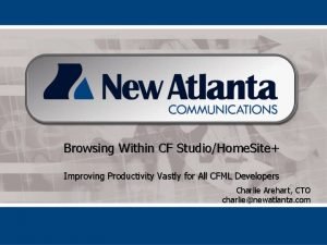 Browsing Within CF StudioHome Site Improving Productivity Vastly