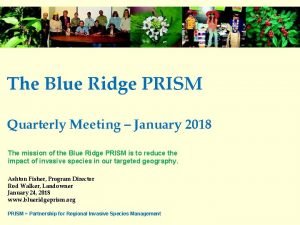 The Blue Ridge PRISM Quarterly Meeting January 2018