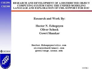 CSE 298 CSE 300 RESEARCH AND DEVELOPMENT OF