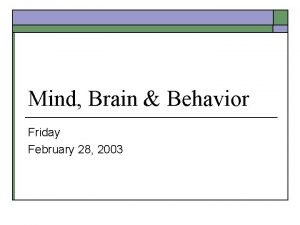 Mind Brain Behavior Friday February 28 2003 Movement