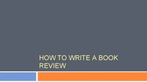 What does a book review include