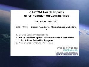 CAPCOA Health Impacts of Air Pollution on Communities