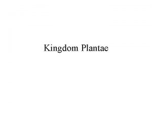 Kingdom Plantae I Plants A Autotrophs B Eukaryotes