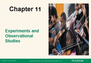 Chapter 11 Experiments and Observational Studies Copyright 2014