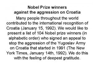 Nobel Prize winners against the aggression on Croatia