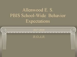 Allenwood E S PBIS SchoolWide Behavior Expectations 2017