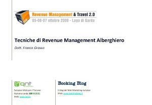 Tecniche di Revenue Management Alberghiero Dott Franco Grasso