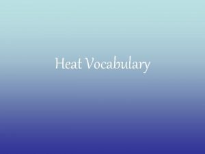 Specific heat vocabulary
