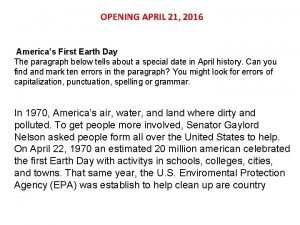 Earth day paragraph