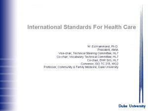 International Standards For Health Care W Ed Hammond