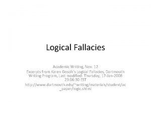 Logical Fallacies Academic Writing Nov 12 Excerpts from