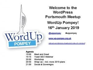 Welcome to the Word Press Portsmouth Meetup Word