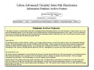 Litton Advanced Circuitry InterPak Electronics Information Database Archive