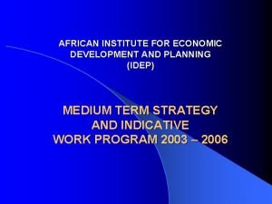 African institute for economic development and planning