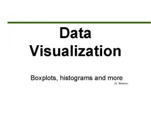 Data Visualization Boxplots histograms and more Dr Monticino