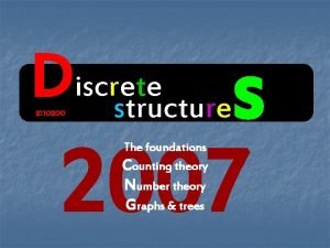 Discrete structures 2110200 2007 The foundations Counting theory