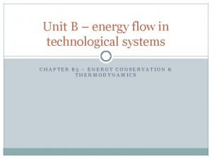 Unit B energy flow in technological systems CHAPTER