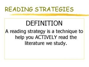 Meaning of reading strategy