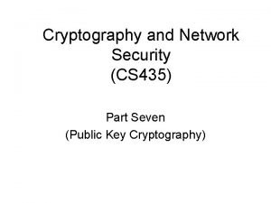 Cryptography and Network Security CS 435 Part Seven