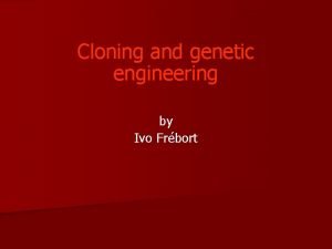 Cloning and genetic engineering by Ivo Frbort Cloning