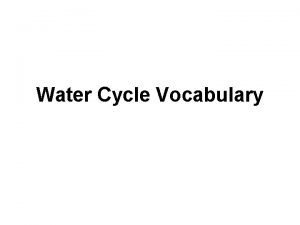 Water cycle vocabulary