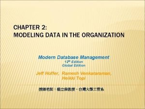 CHAPTER 2 MODELING DATA IN THE ORGANIZATION Modern