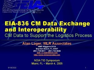 EIA836 CM Data Exchange and Interoperability CM Data