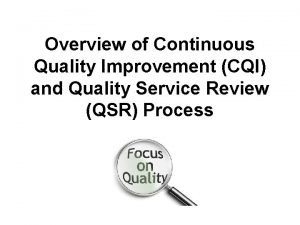 Overview of Continuous Quality Improvement CQI and Quality