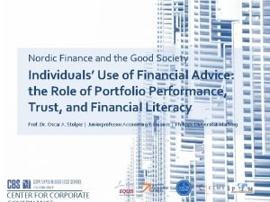 Nordic finance and the good society