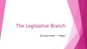 The Legislative Branch DE Government Walker The Founders