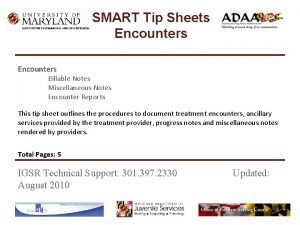 INSTITUTE FOR GOVERNMENTAL SERVICE RESEARCH SMART Tip Sheets