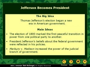 Thomas jefferson becomes president