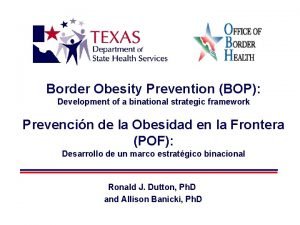 Border Obesity Prevention BOP Development of a binational