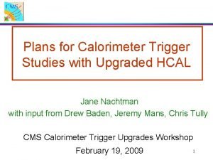 Plans for Calorimeter Trigger Studies with Upgraded HCAL