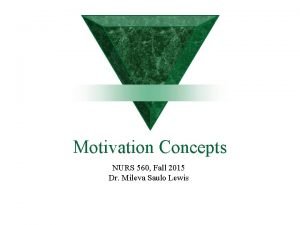 Motivation Concepts NURS 560 Fall 2015 Dr Mileva