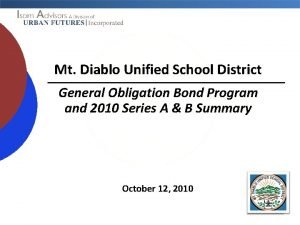 Mt Diablo Unified School District General Obligation Bond