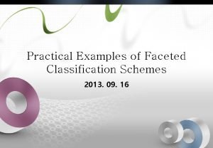 Practical Examples of Faceted Classification Schemes 2013 09