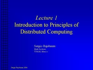 Principles of distributed computing