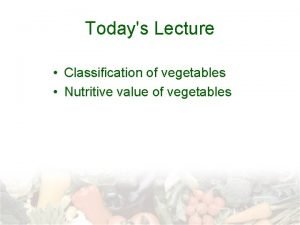 Lecture vegetables