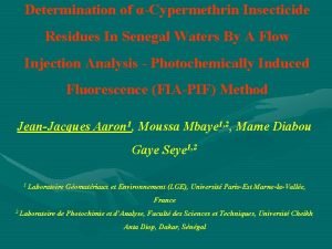 Determination of Cypermethrin Insecticide Residues In Senegal Waters