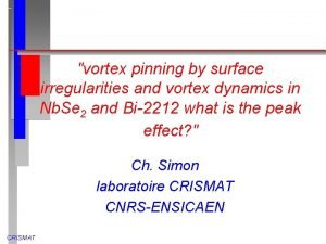 vortex pinning by surface irregularities and vortex dynamics