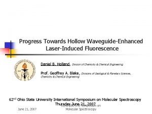 Progress Towards Hollow WaveguideEnhanced LaserInduced Fluorescence Daniel B