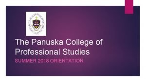 Panuska college of professional studies