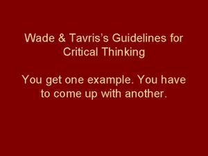 Critical thinking guidelines
