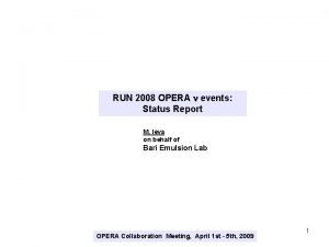 RUN 2008 OPERA events Status Report M Ieva