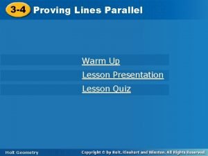 3 4 Proving Lines Parallel Warm Up Lesson